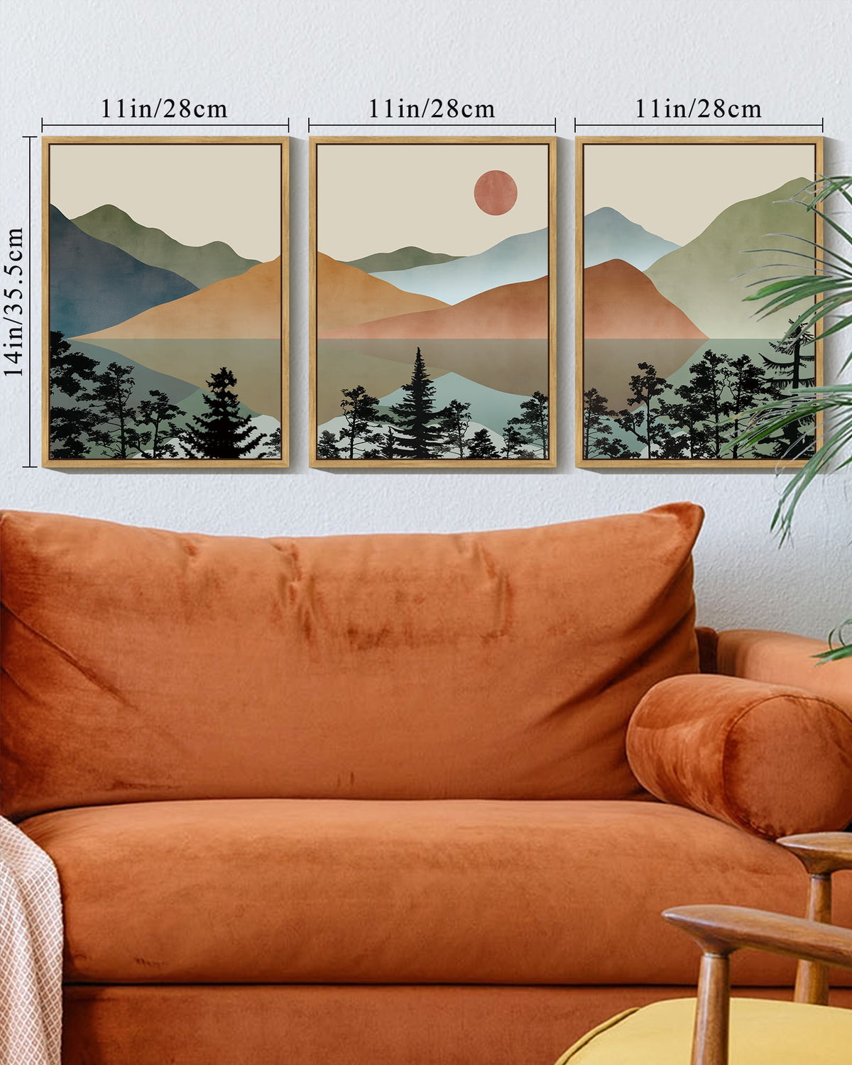 SHENIFY Set Lake Sunrise Pine Tree Forest Landscape Mountain Wall Art Nature Scenry Wilderness Farmhouse Rustic Modern Art Decorative for Living Room Bedroom 11x14in3pcs Natural Framed