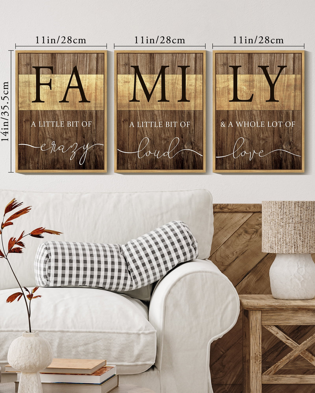 SHENIFY Home Family Wall Decor Farmhouse Sign Wall Hanging Decor Rustic Netural Quotes Prints Artwork for Home Dining Room Kitchen 11x14in3pcs Natural Framed