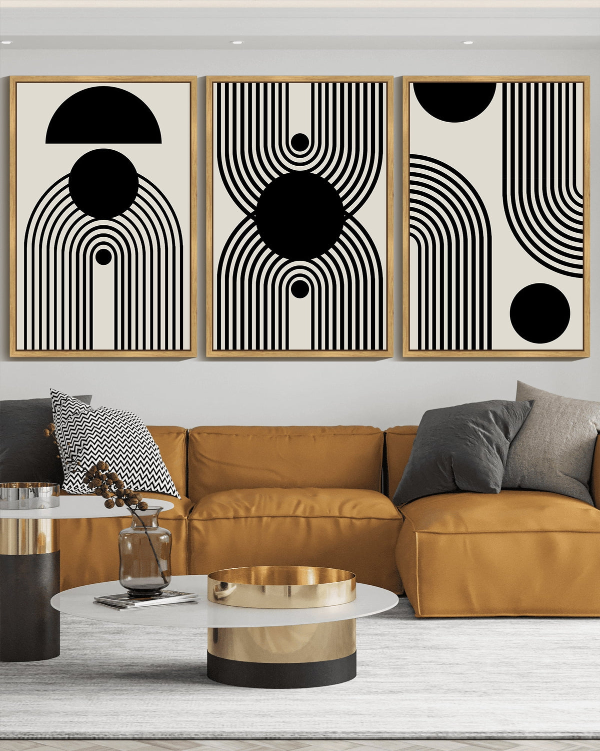 SHENIFY 24x36in3pcs Nautral Framed Black Abstract Wall Art Decor Duotone Minimal Dark Brush Stroke Prints Shapes Illustrations Modern Art Decorative Ready To Hang