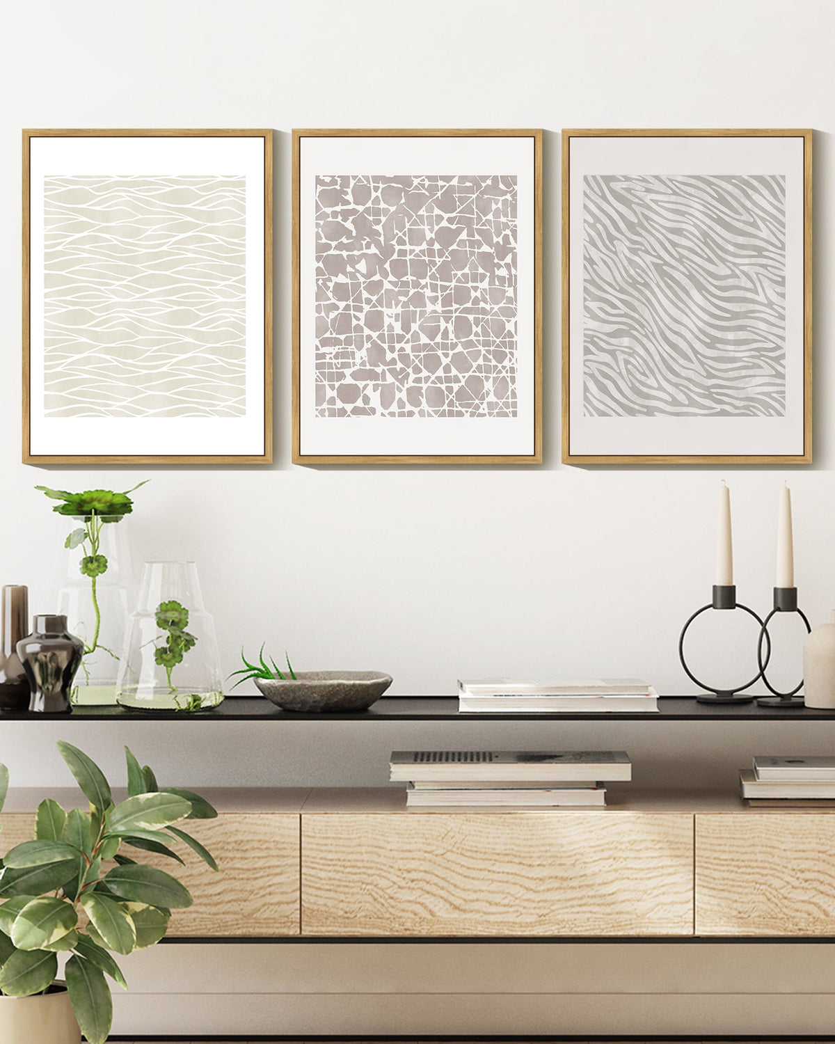 SHENIFY Boho Abstract Wall Art Mid-Century Tan Geometric Landscape Abstract Shapes Cozy Neutral Modern Minimalist Painting Decorative Artwork 11x14in3pcs Natural Framed