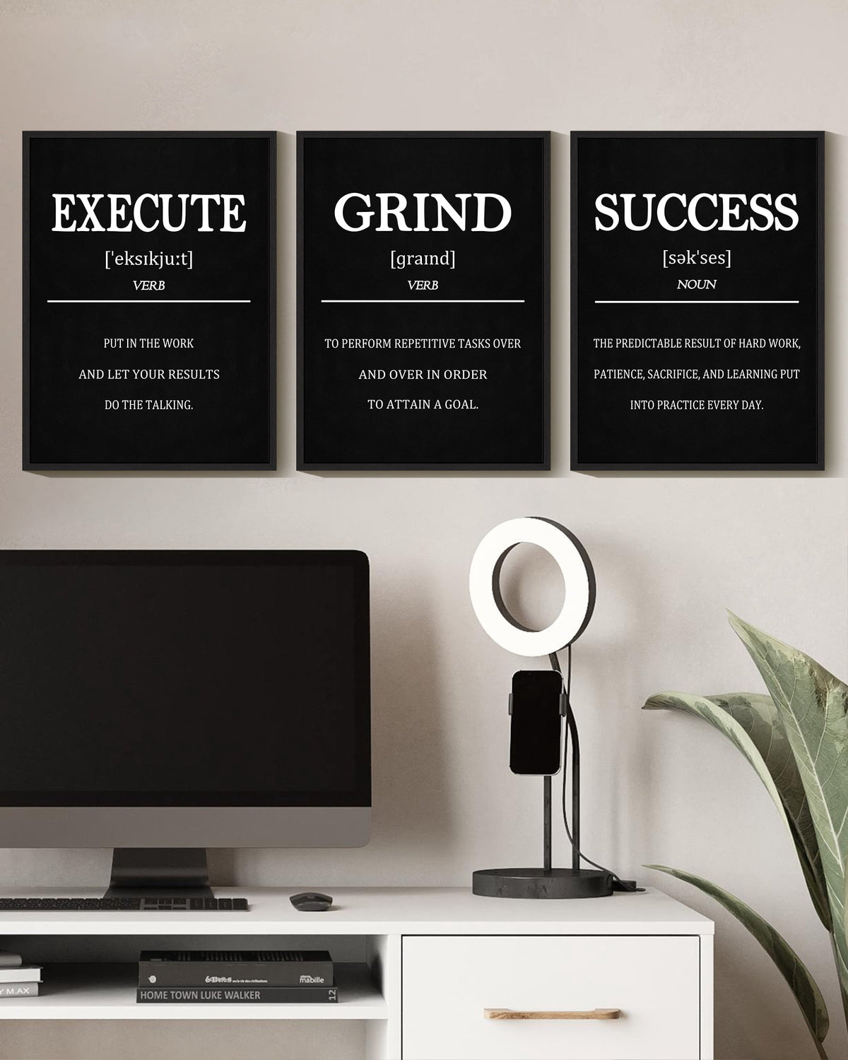SHENIFY Black Inspirational Wall Art letter Decor Bedroom Prints Ready To Hang for Bedroom 12x16in3pcs Black Framed