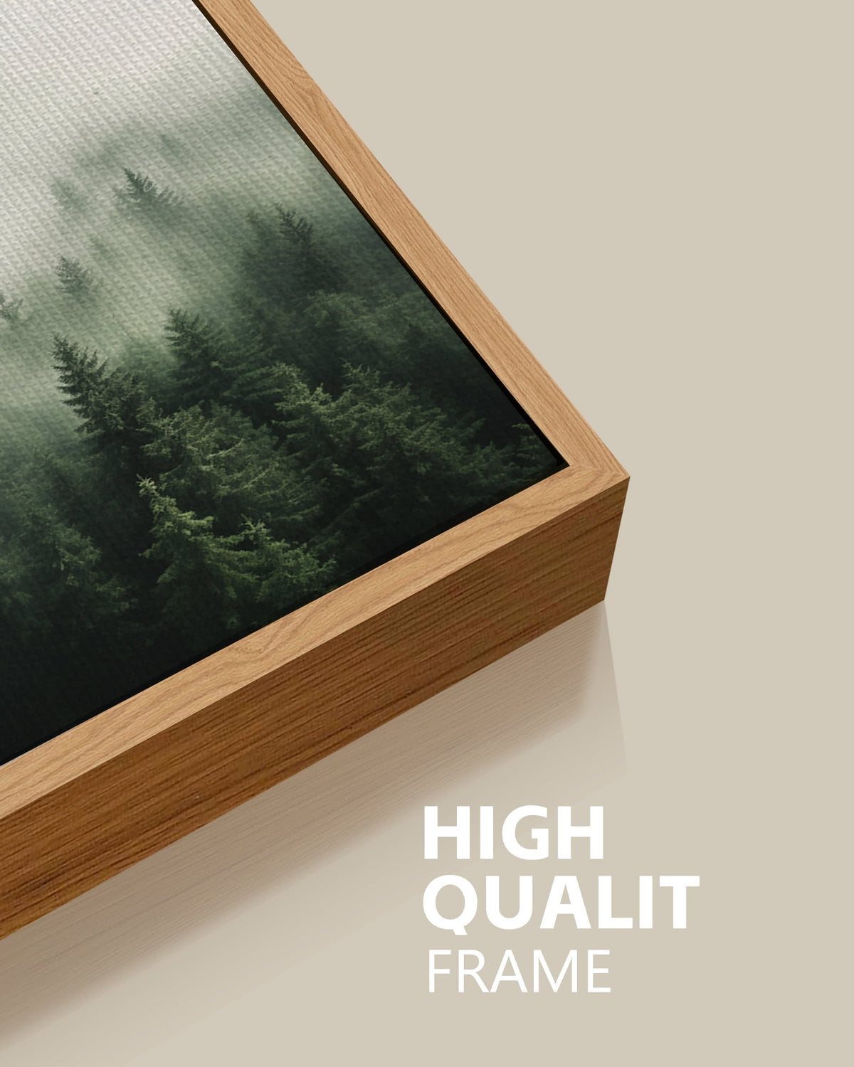 SHENIFY Green Fog Pine Tree Forest Canvas Wall Art Modern Artwork Prints Decor Hanging Decoration 8x16in Natural Framed