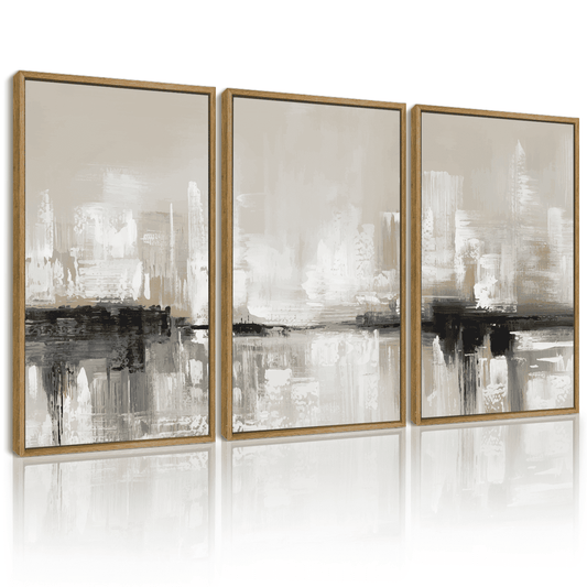 SHENIFY Abstract Wall Art 16x24in3pcs Natural Framed Decor Color Field Abstract Landscape Illustrations Modern Art Decorative Ready to Hang