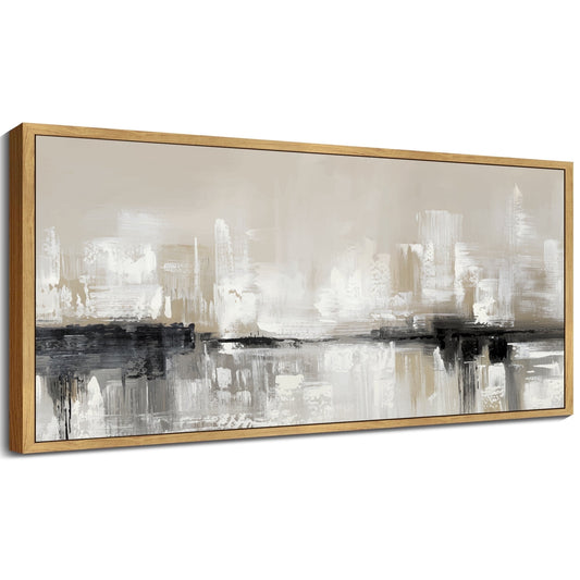 SHENIFY Abstract Wall Art 20x40in Natural Framed Decor Color Field Abstract Landscape Illustrations Modern Art Decorative Ready to Hang