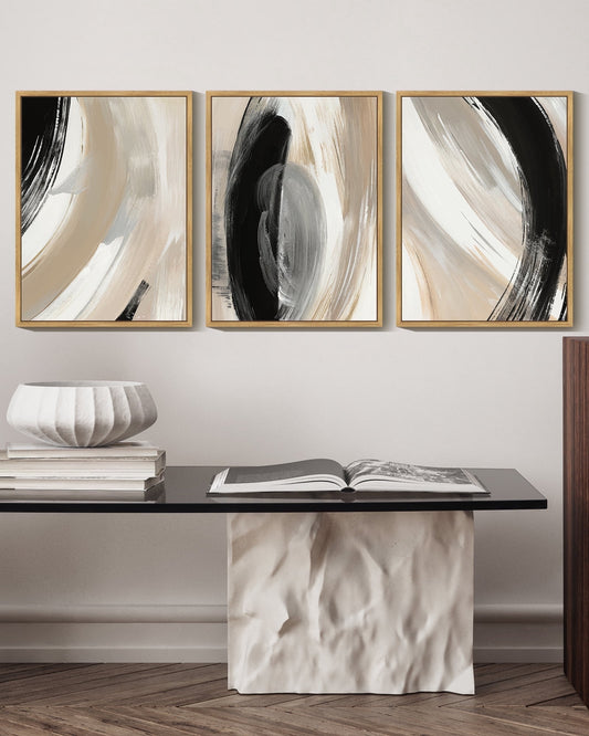 SHENIFY Abstract Wall Art Ink Wash Shapes Abstract Illustrations Modern Minimalist Painting Decorative Artwork for Living Room Bedroom 11x14in3pcs Natural Framed