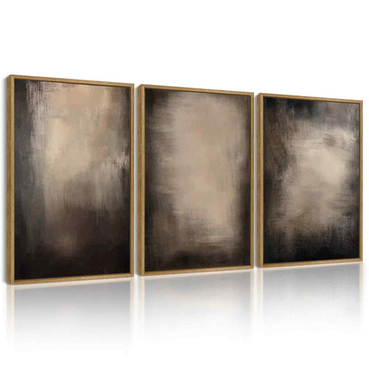 SHENIFY Abstract Wall Art Set Earthy in Deep Brown and Beige Tones Modern Decor Artwork Prints Rustic Living Room Kitchen 11x14in3pcs Natural Framed