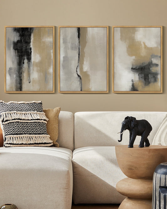 SHENIFY Abstract Wall Art Tie-dyed Shapes Abstract Illustrations Modern Minimalist Painting Decorative Artwork for Living Room Bedroom 11x14in3pcs Natural Framed