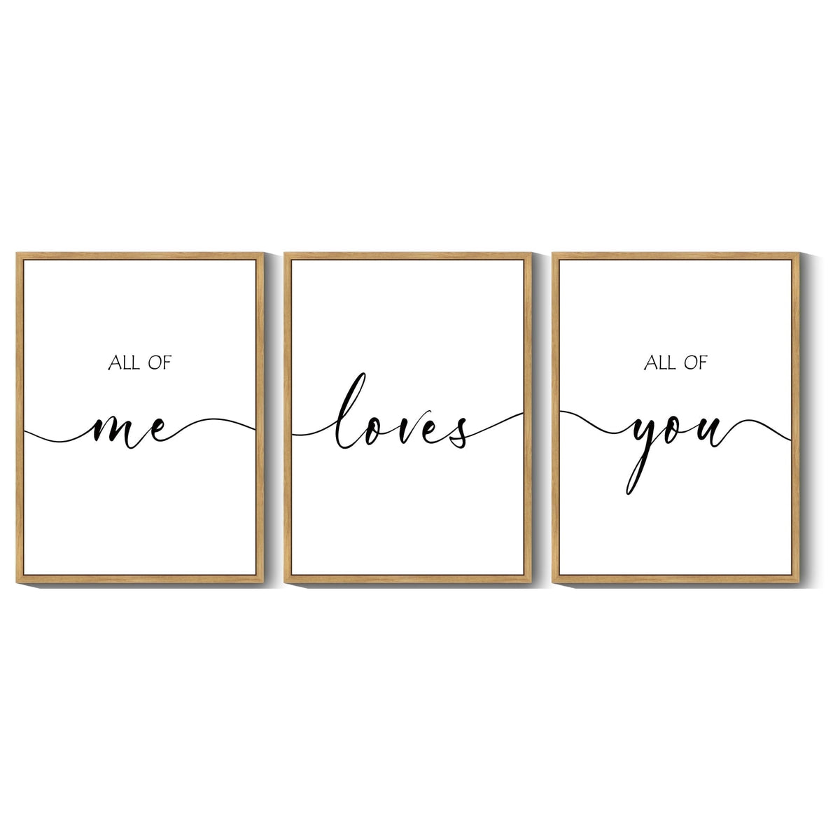 SHENIFY All of Me Loves All of You Above Bed Wall Decor for Farmhouse Bedroom Wall Art Hanging Decoration 11x14in3pcs Natural Framed