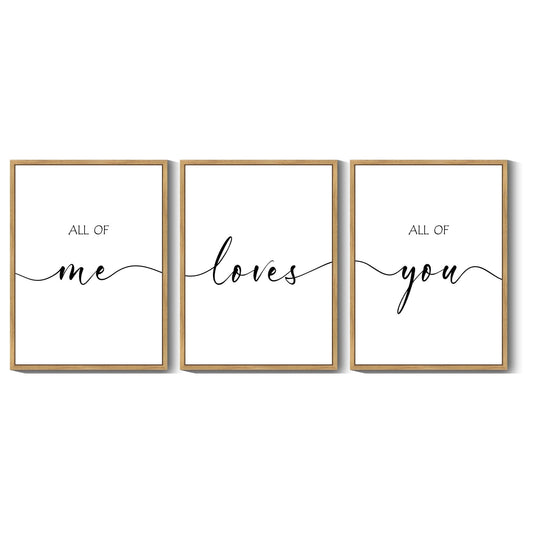 SHENIFY All of Me Loves All of You Above Bed Wall Decor for Farmhouse Bedroom Wall Art Hanging Decoration 11x14in3pcs Natural Framed