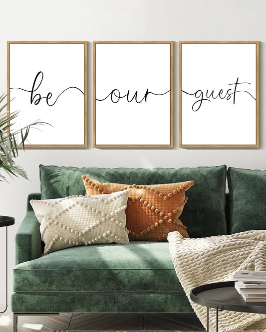 SHENIFY Be Our Guest Guest Room Wall Decor Guest Bedroom Wall Art Farmhouse Guest Room Hanging Decoration 11x14in3pcs Natural Framed