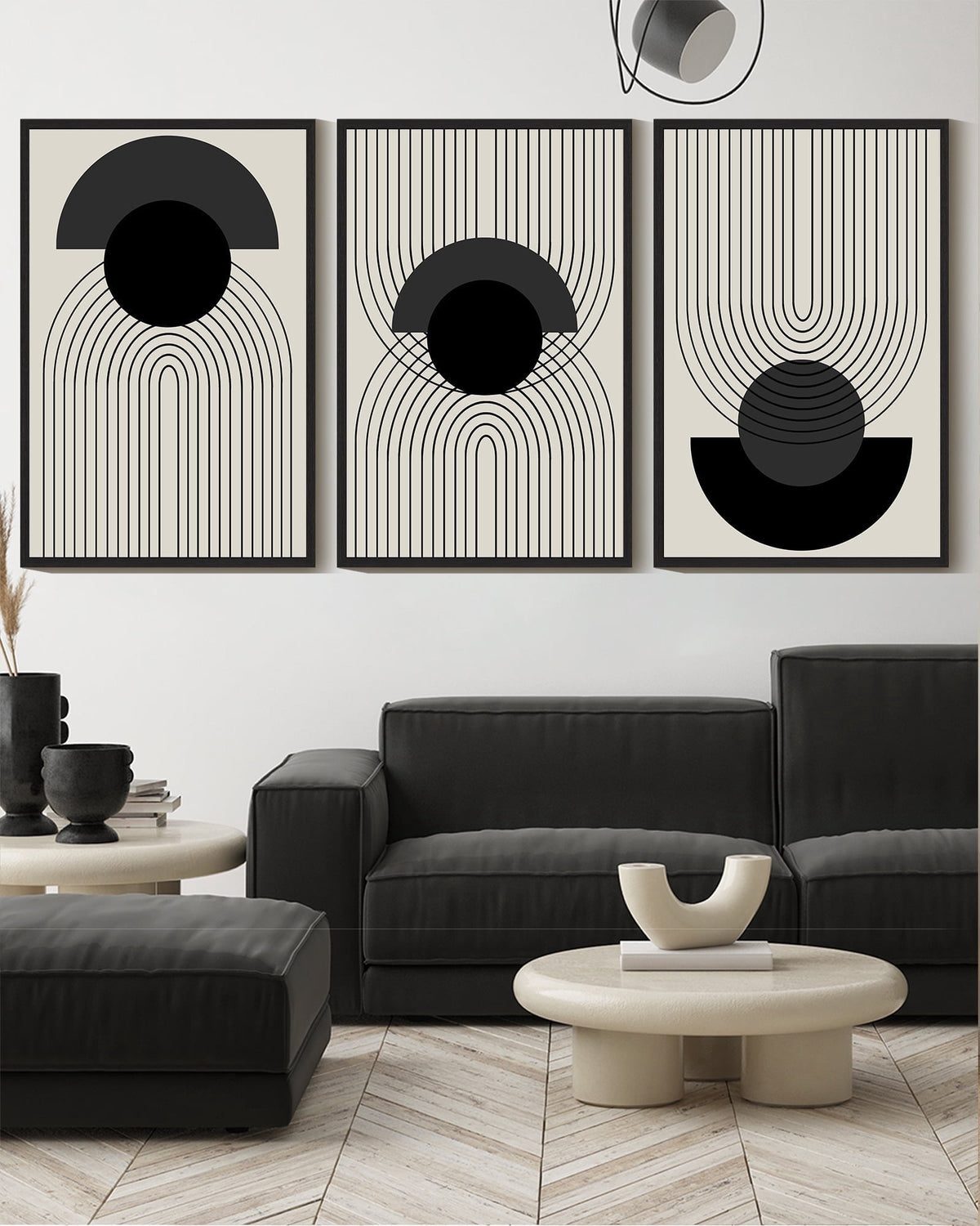 SHENIFY Black Boho Wall Art 16x24in3pcs Black Framed Geometric Decor Bedroom Prints Ready To Hang for Bedroom