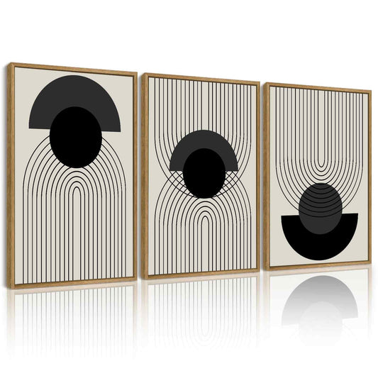 SHENIFY Minimalist Mid Century Modern Black Boho Wall Art Framed Canvas Prints for Living Room, Bedroom, 16x24in