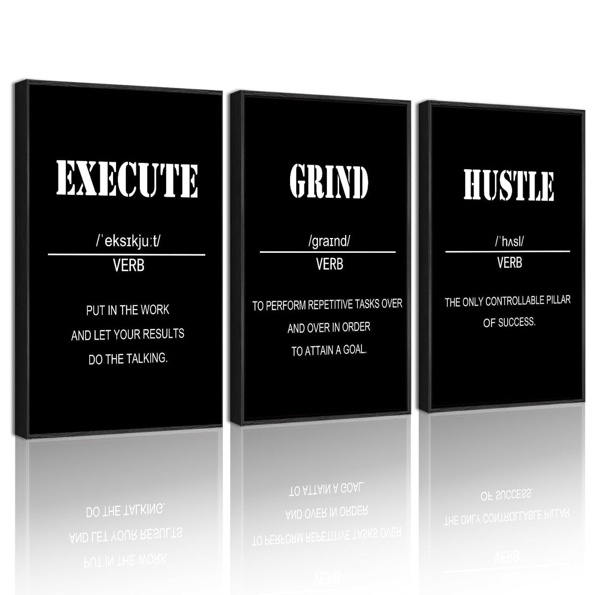 SHENIFY Black Inspirational Wall Art letter Decor Bedroom Prints Ready To Hang for Bedroom 12x16in3pcs Black Framed