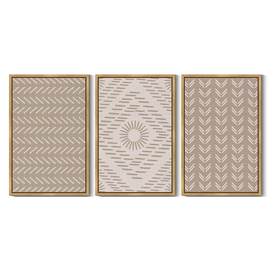 SHENIFY Boho Geometric Wall Art 16x24in3pcs Natural Framed Mid-Century White Dot Collage Abstract Shape Illustration Neutral Modern Minimalist Painting Decorative Artwork