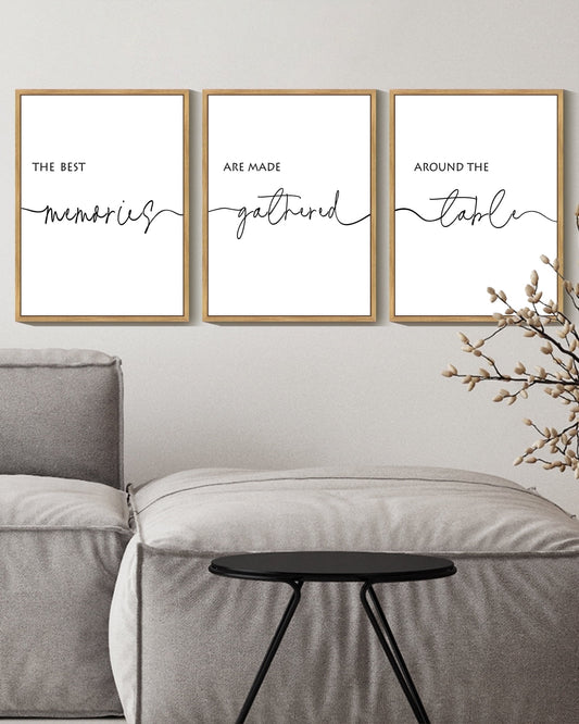 SHENIFY Memories Around the Table Farmhouse Wall Decor Kitchen Wall Decor for Dining Room Wall Art Hanging Decoration 11x14in3pcs Natural Framed