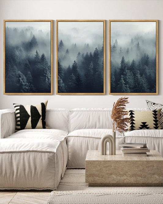 SHENIFY Nordic Forest Wall Art 16x24in3pcs Nautral Framed Tree Wall Decor Mid Century Moder Bedroom Decor Prints Ready To Hang for Bedroom