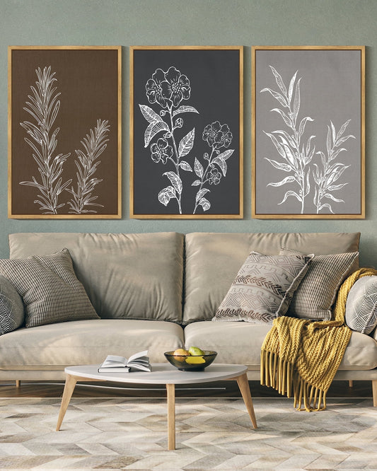 SHENIFY Vintage Flower Wall Art 16x24in3pcs Natural Framed Retro Floral Wall Hanging Decor Rustic Farmhouse Colorful Botanical Prints Artwork for Bathroom Dining Room Kitchen