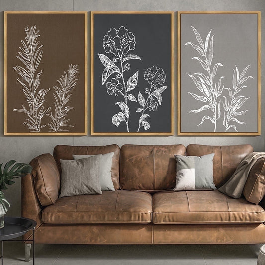 SHENIFY large 24x36in3pcs Natural Framed Vintage Flower Wall Art Retro Floral Wall Hanging Decor Rustic Farmhouse Colorful Botanical Prints Artwork for Bathroom Dining Room Kitchen