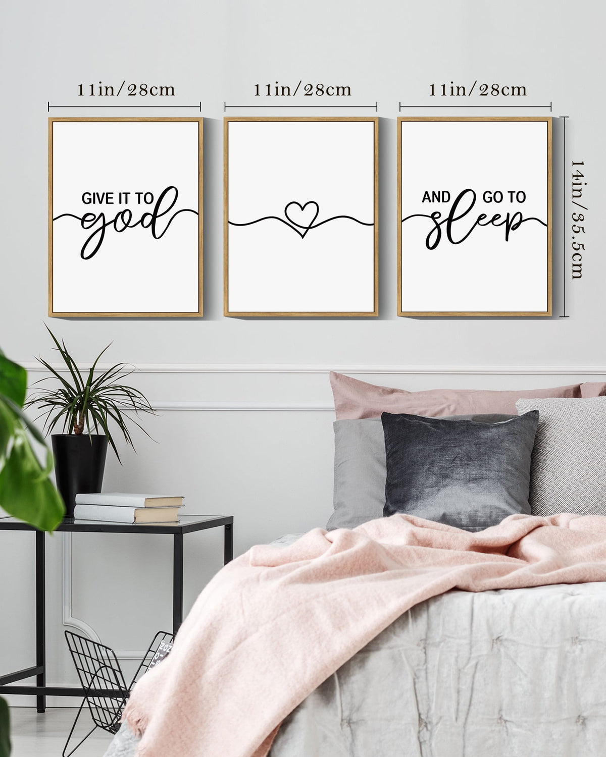 Set of 3 Framed Sweet Dreams Sign Wall Decor 11x14in3pcs Natural Above Bed Rustic Farmhouse Plaque for Master Room Guest Room Bedroom Wall Art